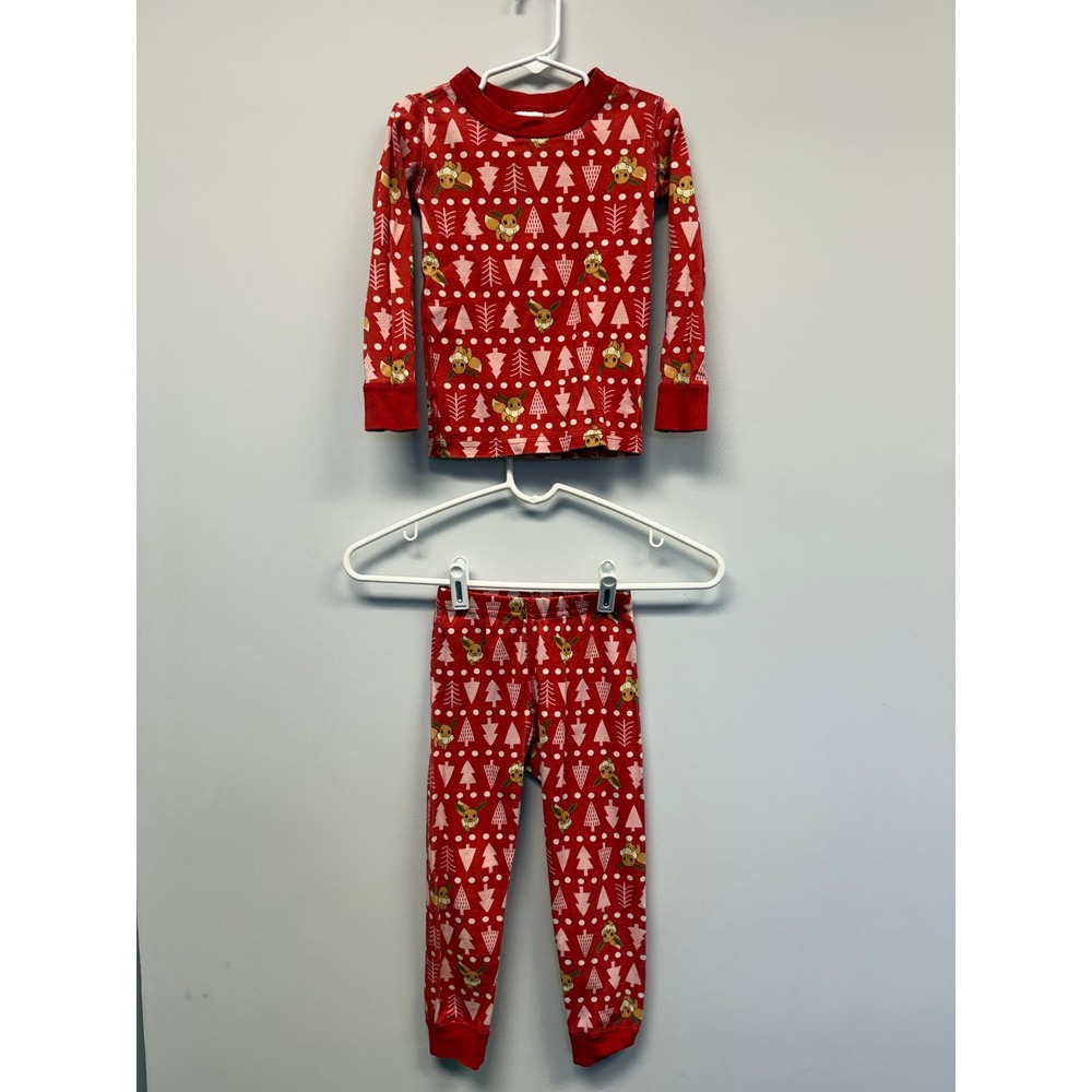 Hanna Andersson Pokemon Eevee Holiday Organic Cotton Pajamas Red Kids Size 4
